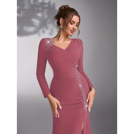 Elegant Sequin Patchwork Dress for Bridesmaids at Weddings And Evening Parties.