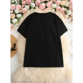 Plus Size - Women'S Plus Size Halloween T-Shirt - Casual Crew Neck Short Sleeve with Jack-O'-Lantern Print, Black, 1-8XL, All-Season Comfort, Halloween Clothing | Halloween Apparel | Stretchable Fabric