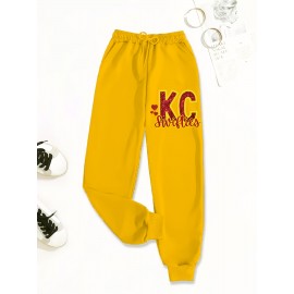 [Rugby Print Jogger Pants] Women's Casual Rugby Print Jogger Pants | Loose-Fit Drawstring Sports Trousers for Spring and Autumn | Machine Washable